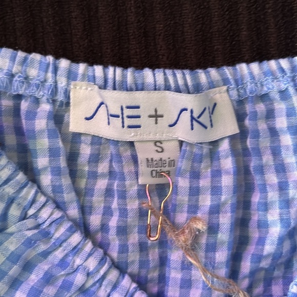 She + Sky gingham blouse size small - Picture 2 of 2